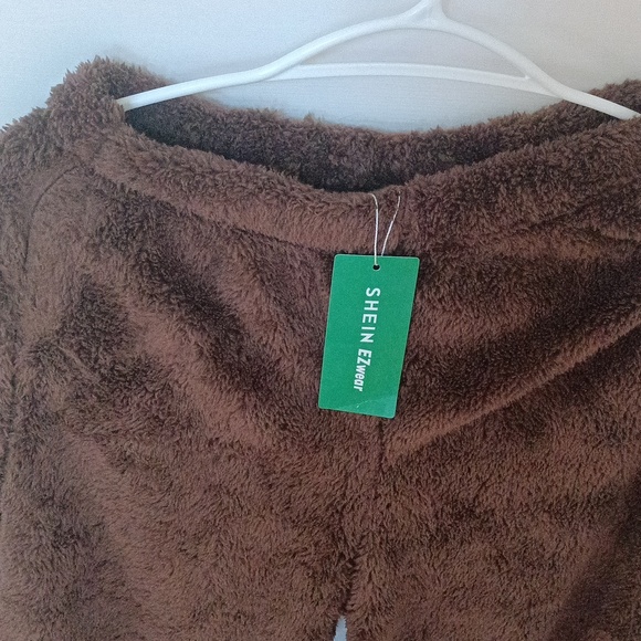 SHEIN EZWear Solid Elastic Waist Flannel Pants - Picture 3 of 6